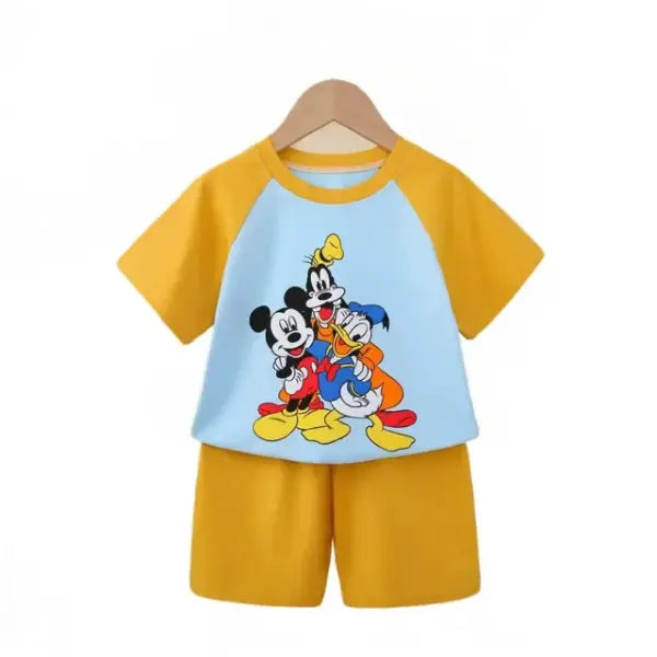Kids Summer Cartoon Outfit – 2-Piece T-Shirt & Shorts Set for Boys & Girls Soft Cotton Casual Wear - d6 / 4T