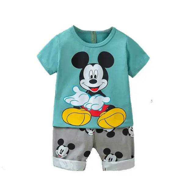 Kids Summer Cartoon Outfit – 2-Piece T-Shirt & Shorts Set for Boys & Girls Soft Cotton Casual Wear