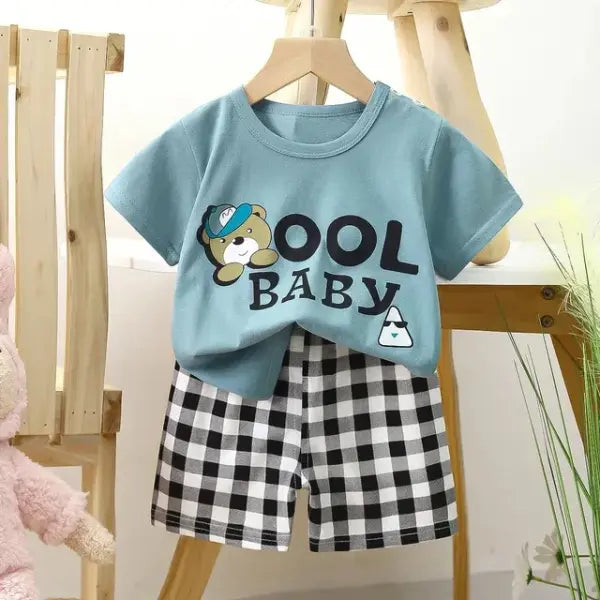 Kids Summer Cartoon Outfit – 2-Piece T-Shirt & Shorts Set for Boys & Girls Soft Cotton Casual Wear - s1 / 4T