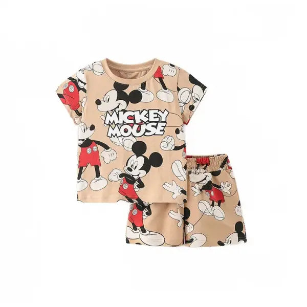 Kids Summer Cartoon Outfit – 2-Piece T-Shirt & Shorts Set for Boys & Girls Soft Cotton Casual Wear