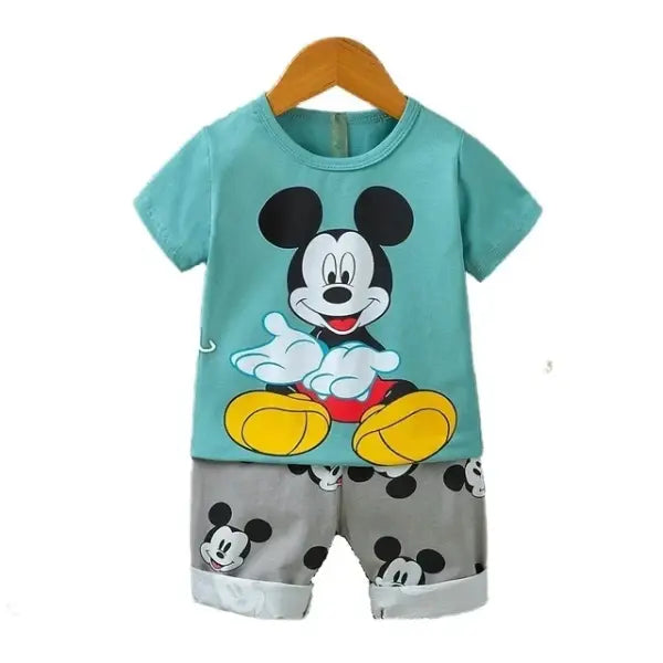 Kids Summer Cartoon Outfit – 2-Piece T-Shirt & Shorts Set for Boys & Girls Soft Cotton Casual Wear - DZ01 / 3T