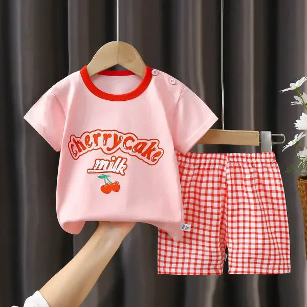 Summer Cotton Childrens Clothing Sleeve Set for Kids