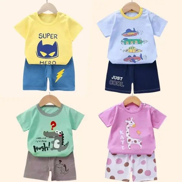 Summer Cotton Childrens Clothing Sleeve Set for Kids
