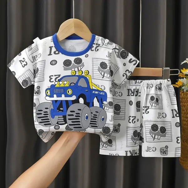 Summer Cotton Childrens Clothing Sleeve Set for Kids - style 1 / 12M