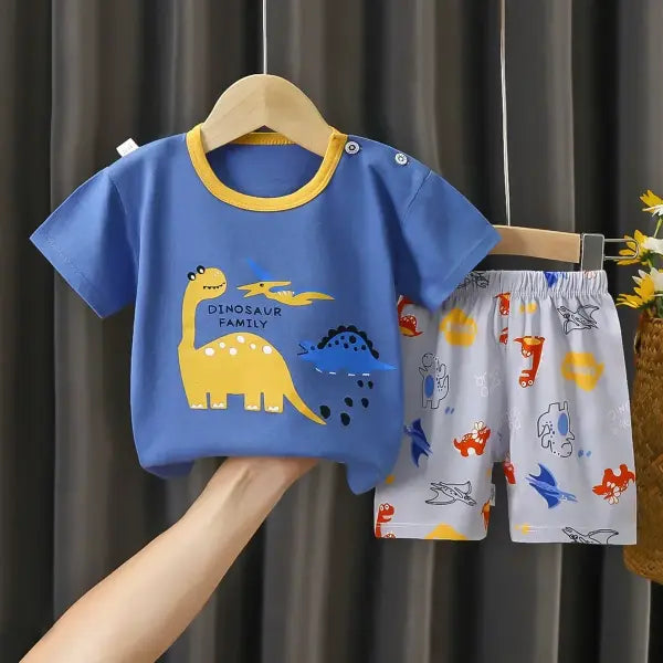 Summer Cotton Childrens Clothing Sleeve Set for Kids - style 2 / 6T-7T