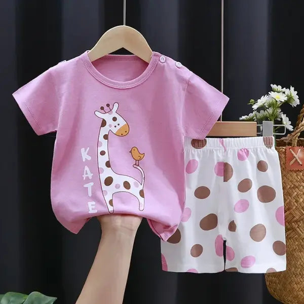 Summer Cotton Childrens Clothing Sleeve Set for Kids - style 5 / 6T-7T