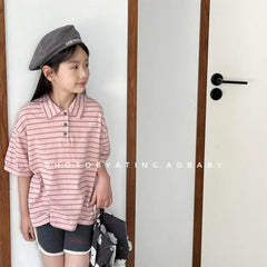 Summer Cotton T-Shirts for Kids – Striped Girls Tops & Boys Polo Shirts (1–6 Years) - Himpall