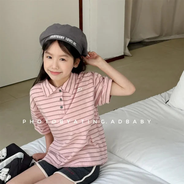 Summer Cotton T-Shirts for Kids – Striped Girls Tops & Boys Polo Shirts (1–6 Years) - Himpall