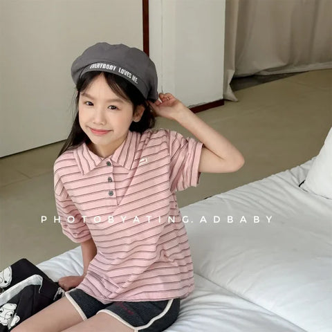 Summer Cotton T-Shirts for Kids – Striped Girls Tops & Boys Polo Shirts (1–6 Years)
