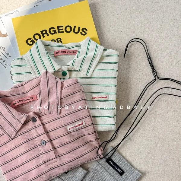 Summer Cotton T-Shirts for Kids – Striped Girls Tops & Boys Polo Shirts (1–6 Years) - Himpall