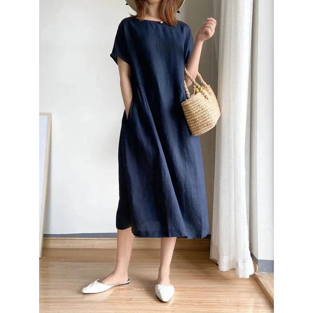 Summer Dress – Comfortable A-Line Midi Dress for Women