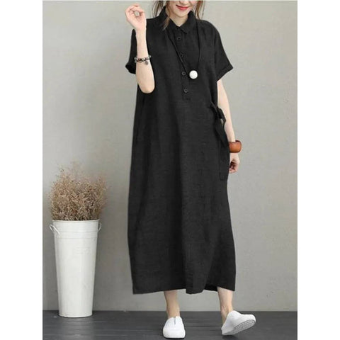 Summer Dress – Stylish Cotton Linen Vintage Dress for Women