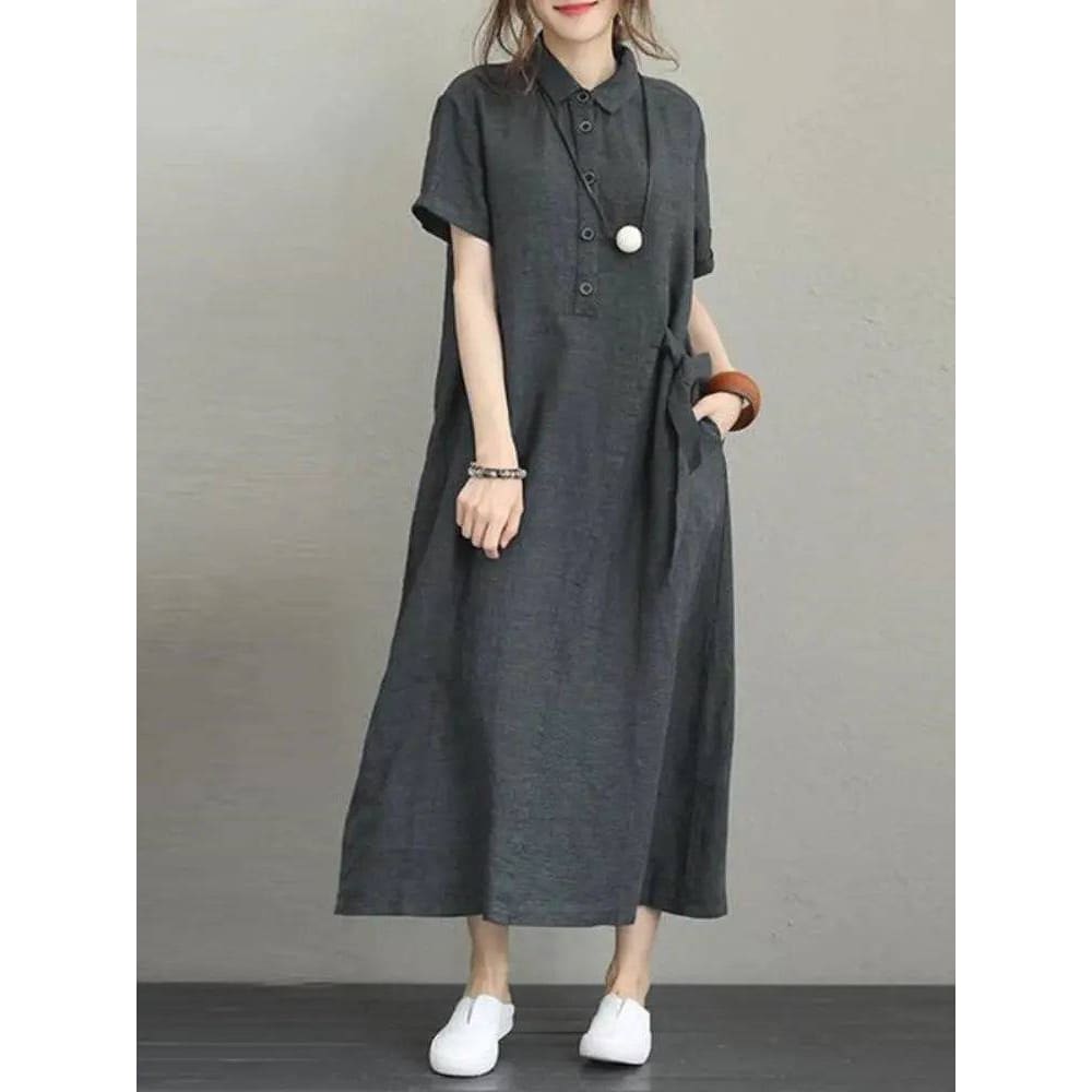 Summer Dress – Stylish Cotton Linen Vintage Dress for Women