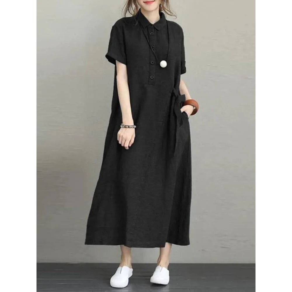 Summer Dress – Stylish Cotton Linen Vintage Dress for Women