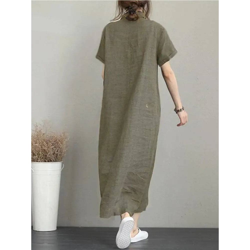 Summer Dress – Stylish Cotton Linen Vintage Dress for Women