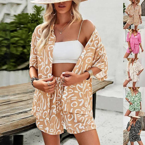 Summer Fashion – 2-Piece Casual Printed Suits with Shorts & Shirt