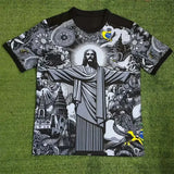 Summer Football Training Top Brazil Special Edition Jesus Black Grey Football Jersey Adult Children Outdoor