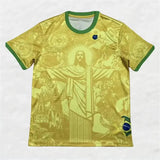Summer Football Training Top Brazil Special Edition Jesus Black Grey Football Jersey Adult Children Outdoor