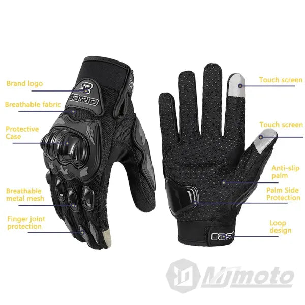 Summer Full Finger Motorcycle Gloves Breathable Touch Screen Racing
