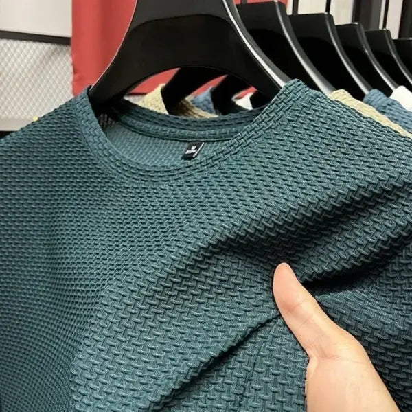 Summer Ice Silk Men’s Short Sleeve T-Shirt - High-End Solid Color Breathable Fashion Tee - Luxury Feel Male Brand