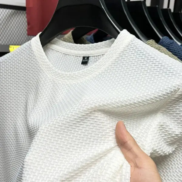 Summer Ice Silk Men’s Short Sleeve T-Shirt - High-End Solid Color Breathable Fashion Tee - Luxury Feel Male Brand