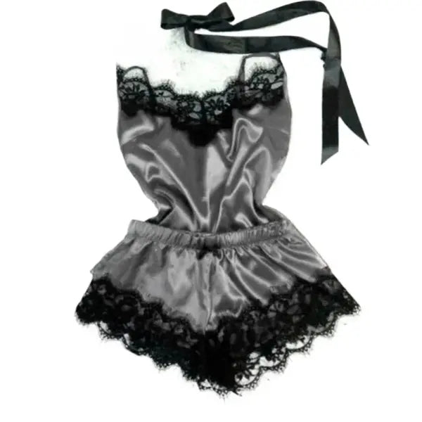 Summer lace silk pajama set for women (Polyester) – Sexy sleepwear