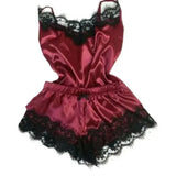 Summer lace silk pajama set for women (Polyester) – Sexy sleepwear