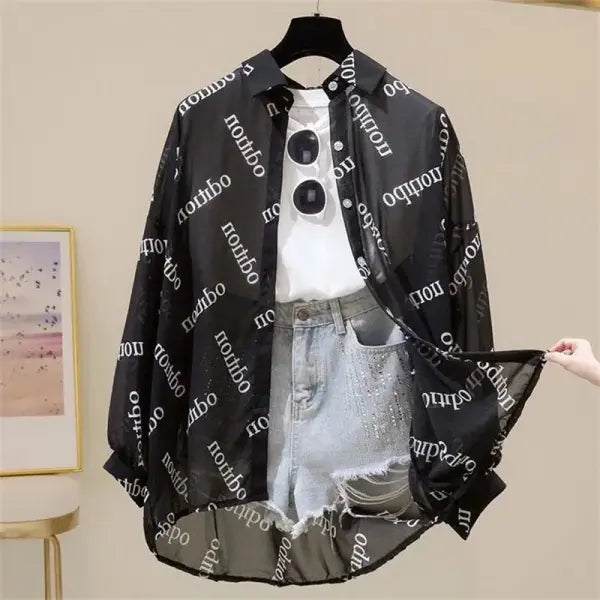 Sun Protection Shirt Chiffon Long Sleeves Korean Style