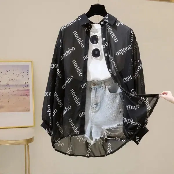 Sun Protection Shirt Chiffon Long Sleeves Korean Style
