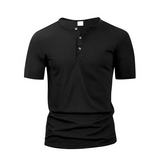 Summer Men Henley Collar T-shirts Button Slim Casual Male Solid Color Short Sleeve Men Sports T-shirt Polo shirt Tops