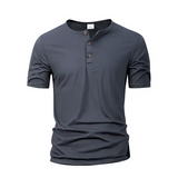 Summer Men Henley Collar T-shirts Button Slim Casual Male Solid Color Short Sleeve Men Sports T-shirt Polo shirt Tops