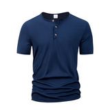 Summer Men Henley Collar T-shirts Button Slim Casual Male Solid Color Short Sleeve Men Sports T-shirt Polo shirt Tops