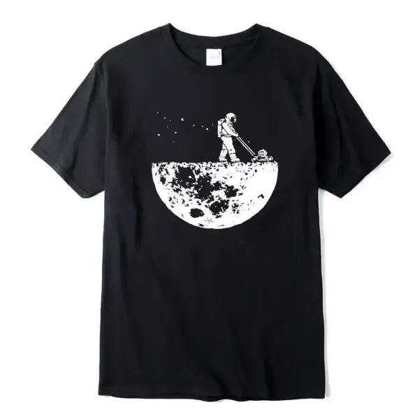 Summer High-Quality 100% Cotton Men’s T-Shirt - Funny ’Lunar Cleaner’ Print - Casual Loose Fit O-Neck Hip Hop Tee