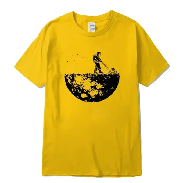 Summer High-Quality 100% Cotton Men’s T-Shirt - Funny ’Lunar Cleaner’ Print - Casual Loose Fit O-Neck Hip Hop Tee