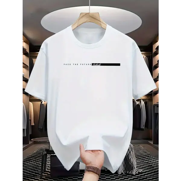 Men Cotton Casual Loose Fit Breathable Short Sleeve T Shirt