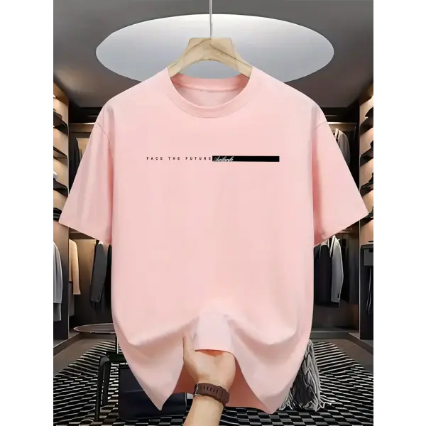 Men’s Cotton Letter Print T-Shirt with Product Care Instructions