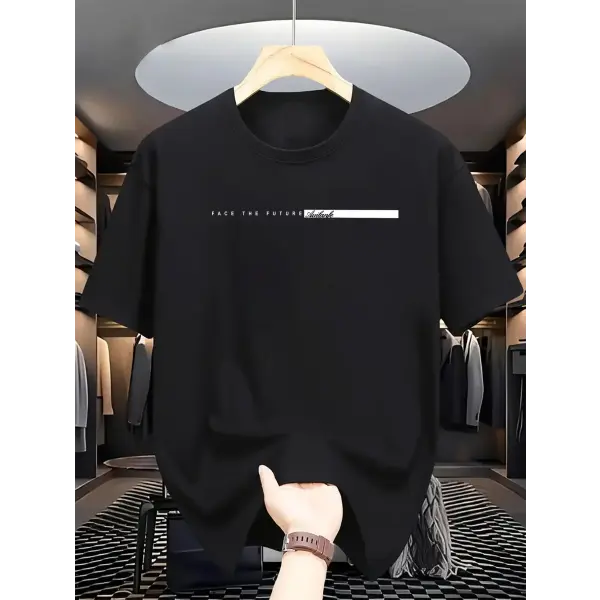Men Cotton Casual Loose Fit Breathable Short Sleeve T Shirt