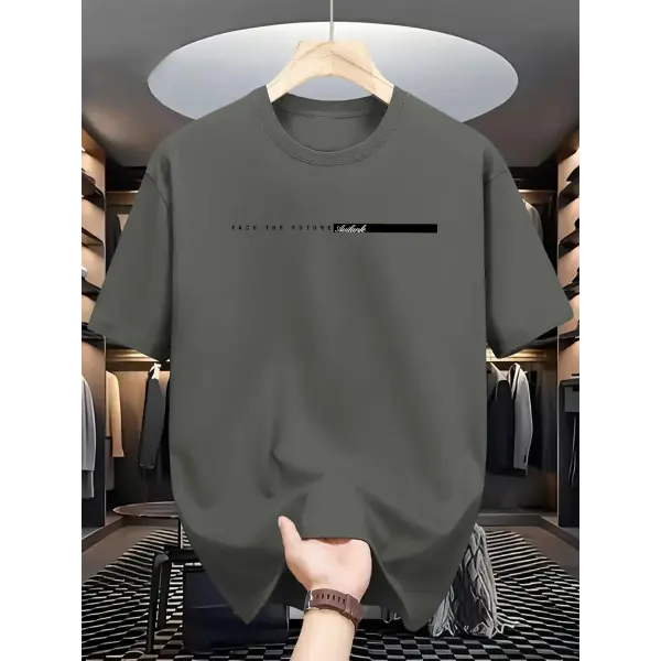 Men’s Cotton Letter Print T-Shirt with Product Care Instructions