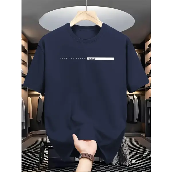 Men Cotton Casual Loose Fit Breathable Short Sleeve T Shirt