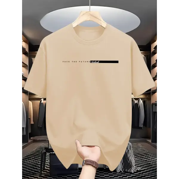 Men’s Cotton Letter Print T-Shirt with Product Care Instructions