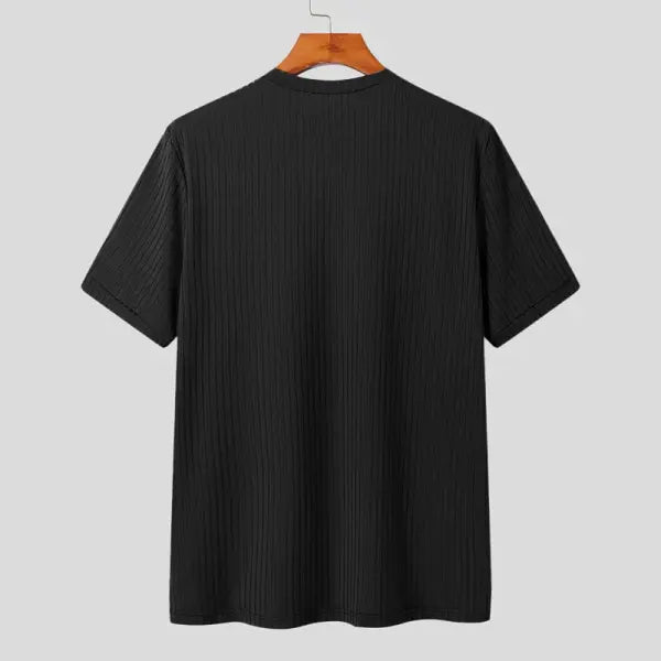 Summer Men’s Clothing Light Luxury T Shirt Leisure Long Sleeve O Neck Drapped Solid Color Loose Basic Shirt Popular