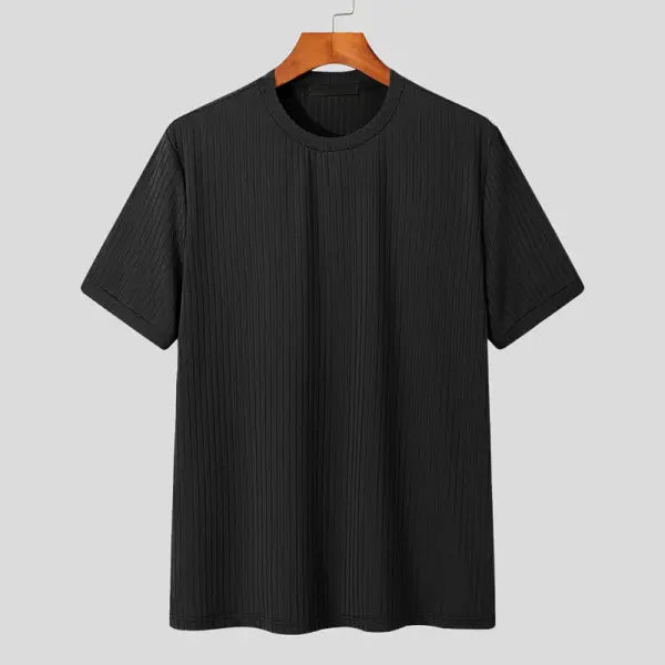 Summer Men’s Clothing Light Luxury T Shirt Leisure Long Sleeve O Neck Drapped Solid Color Loose Basic Shirt Popular