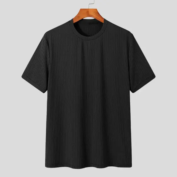 Summer Men’s Clothing Light Luxury T Shirt Leisure Long Sleeve O Neck Drapped Solid Color Loose Basic Shirt Popular
