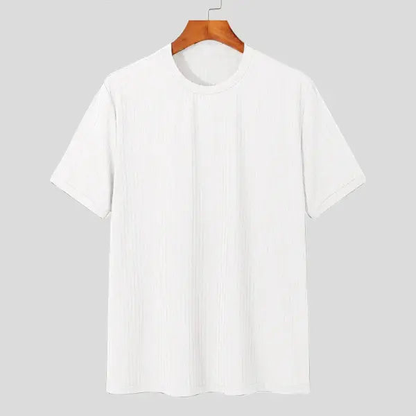 Summer Men’s Clothing Light Luxury T Shirt Leisure Long Sleeve O Neck Drapped Solid Color Loose Basic Shirt Popular