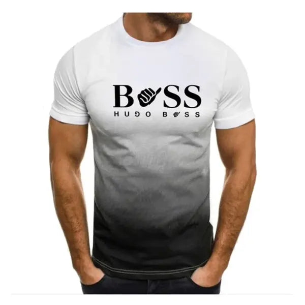 Summer Brand Print Short Sleeve Gym T-Shirt for Men - BT-447 / S