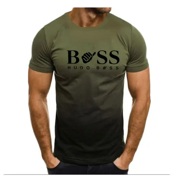 Summer Brand Print Short Sleeve Gym T-Shirt for Men - BT-454 / 4XL