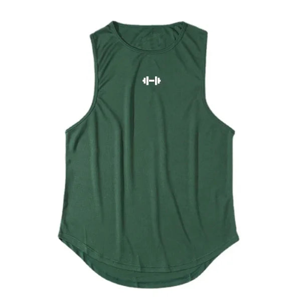 Summer Men’s Gym Tank Top - Quick-Drying Bodybuilding Sleeveless Shirt - M / green