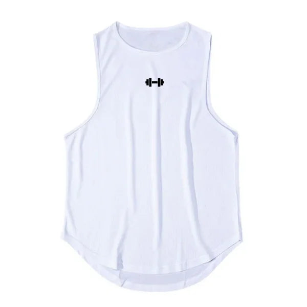 Summer Men’s Gym Tank Top - Quick-Drying Bodybuilding Sleeveless Shirt - M / white