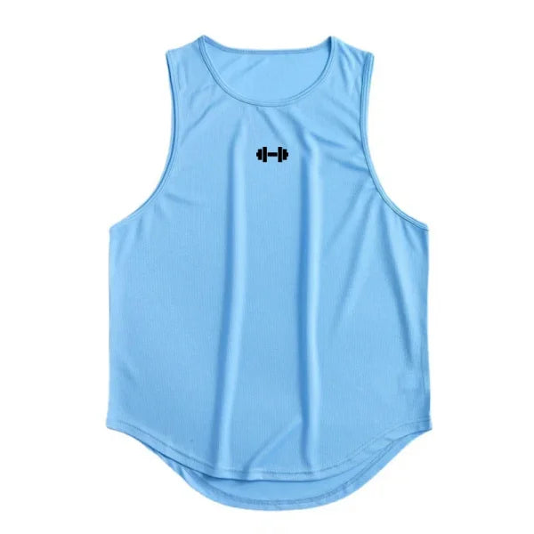 Summer Men’s Gym Tank Top - Quick-Drying Bodybuilding Sleeveless Shirt - L / blue
