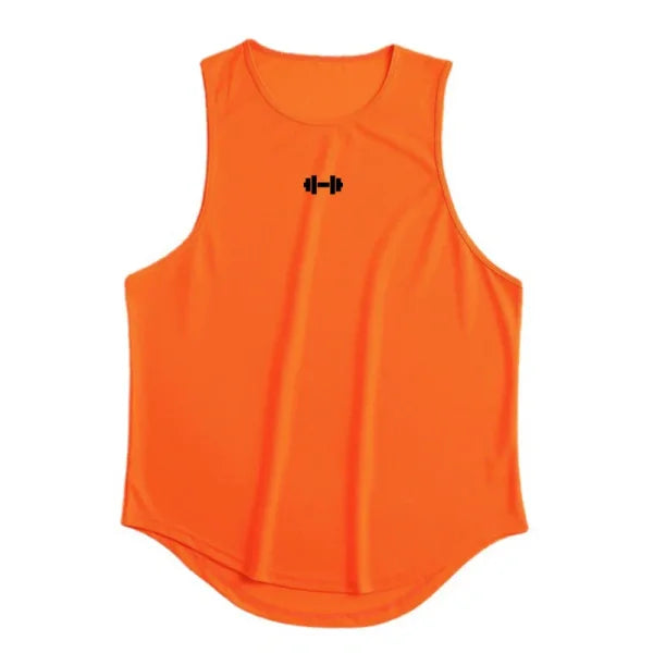 Summer Men’s Gym Tank Top - Quick-Drying Bodybuilding Sleeveless Shirt - L / orange